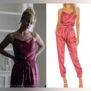 NWT Cinq a Sept Finnley Jumpsuit in Pink Copper Large US 10 as seen on celeb